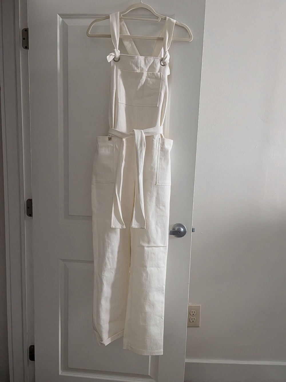 Fashion Brand Company Cream Utility Jumpsuit with Tie-Waist